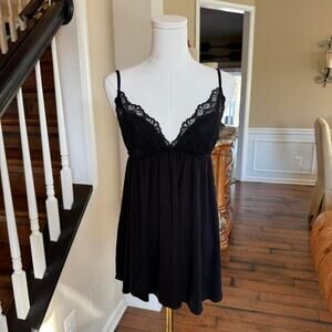 only hearts nyc black lace modal slip dress